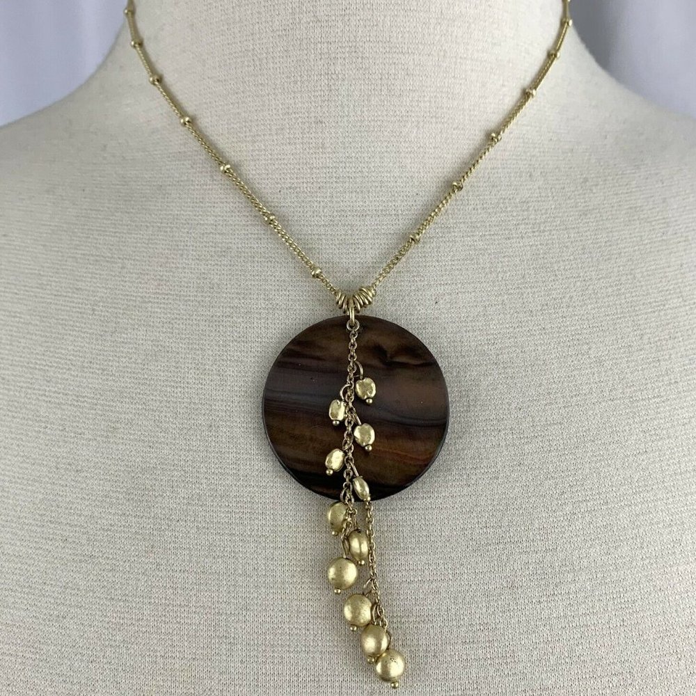 Lia Sophia Toasted River Shell Pendant Necklace